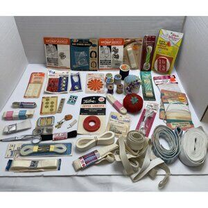 Assorted Vintage Lot Snaps Fasteners Elastic and Much Much More - NEW & VGUC